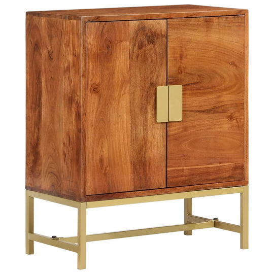 Vintage-style sideboard in solid acacia wood with gold handles and modern metal legs, perfect for interior decoration.