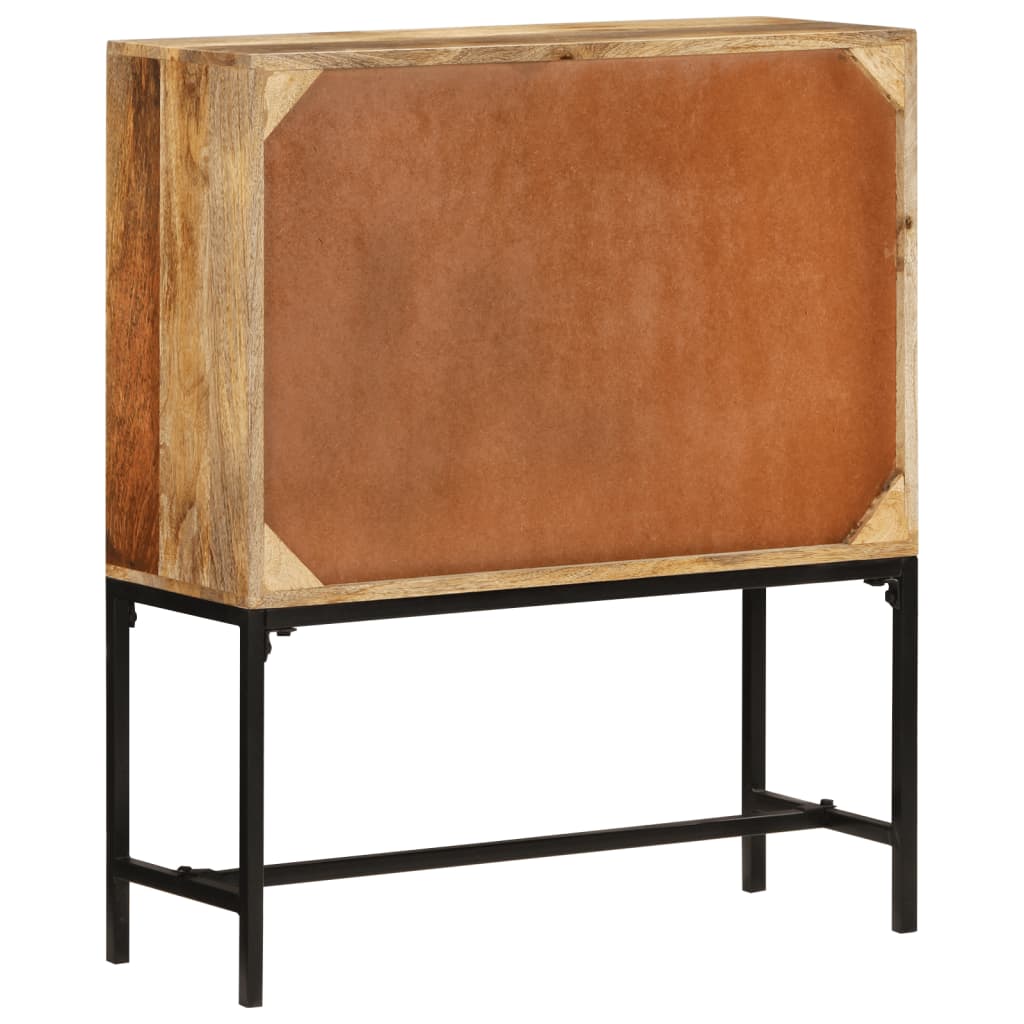 Highboard 80x30x95 cm Solid Rough Wood Mango with metal frame for sturdy vintage style, perfect for interior decor.