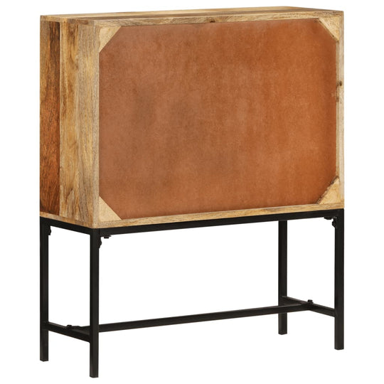 Highboard 80x30x95 cm Solid Rough Wood Mango with metal frame for sturdy vintage style, perfect for interior decor.