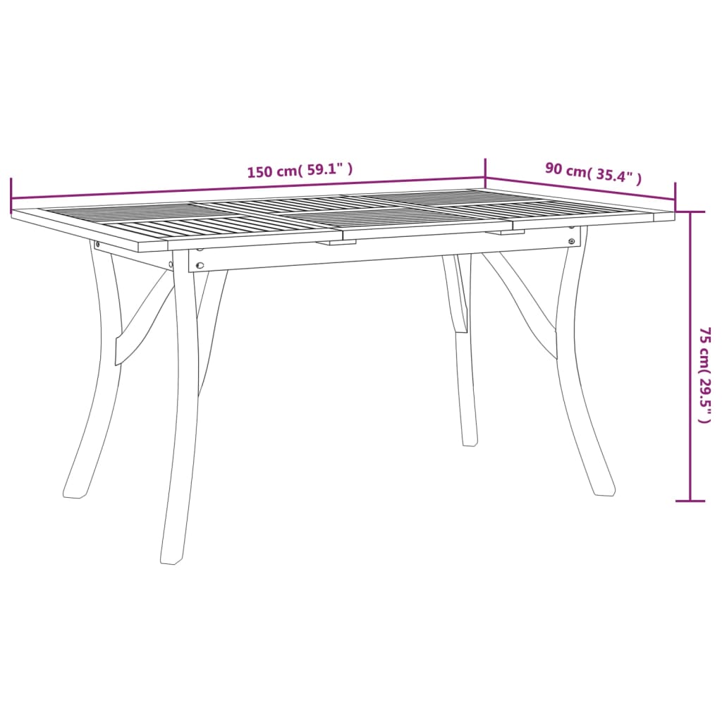 Garden Table 150x90x75 cm Solid Wood Acacia , garden table , eligant,Furniture -,Home & Garden -,Modern Design,new-305021,Outdoor Furniture -,Outdoor Tables,Wooden Furniture