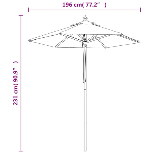 Garden Parasol with Wooden Pole  196x231 cm