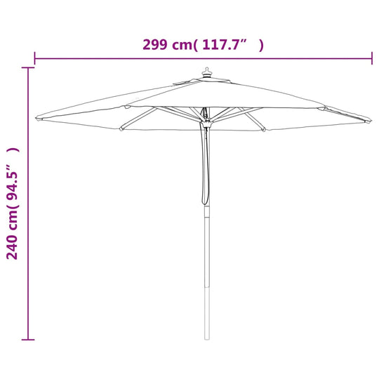 Garden Parasol with Wooden Pole  299x240 cm