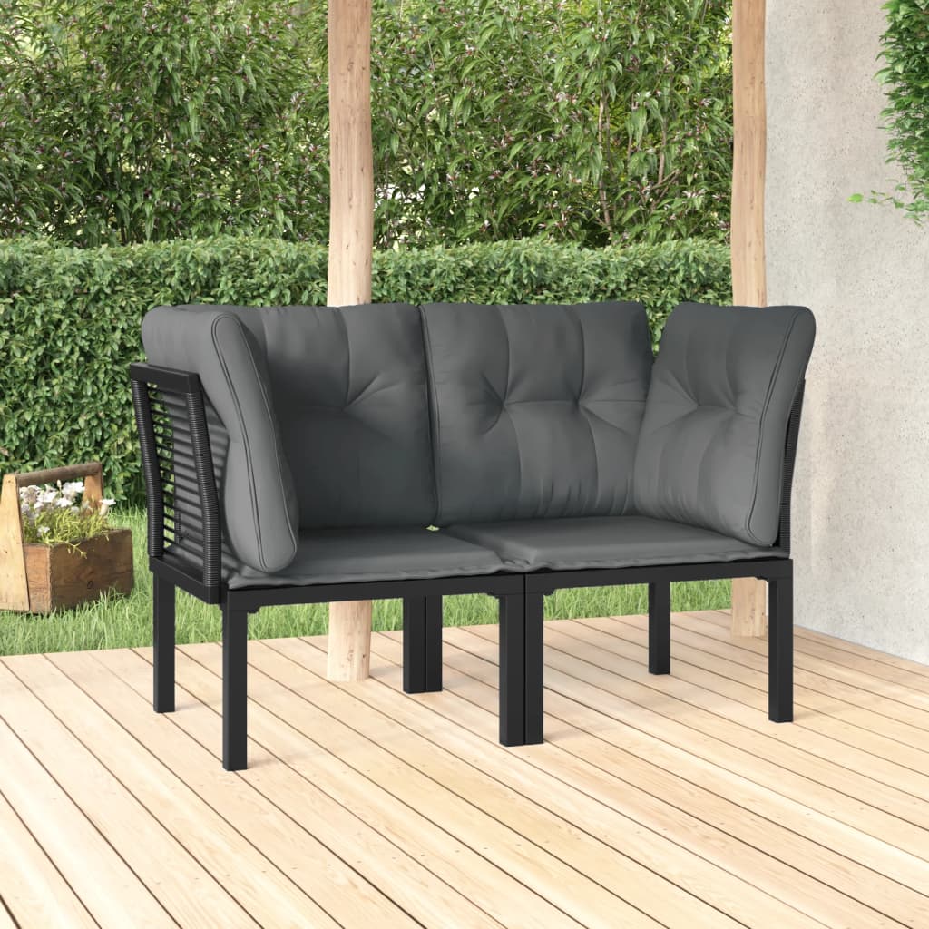 Garden Corner Chairs with Cushions 2 pcs &Grey Poly Rattan , , Furniture -,new-305021,Outdoor Furniture -,Outdoor Seating -,Outdoor Sectional Sofa Units