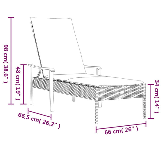 Sun Loungers 2 pcs with Table and Cushions Poly Rattan , lounger , eligant,Furniture -,Home & Garden -,Modern Design,new-305021,Outdoor Furniture -,Outdoor Furniture Sets,Outdoor Seating -