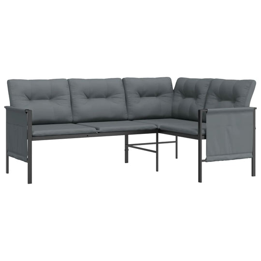Garden Corner Sofa Steel and Textilene with cushioned seating in a stylish design for outdoor relaxation and socializing.
