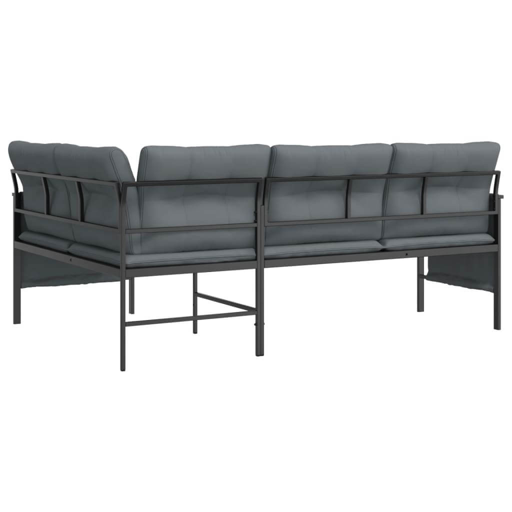 Garden Corner Sofa Steel and Textilene with cushions, durable and stylish for outdoor relaxation, featuring sturdy steel frame.