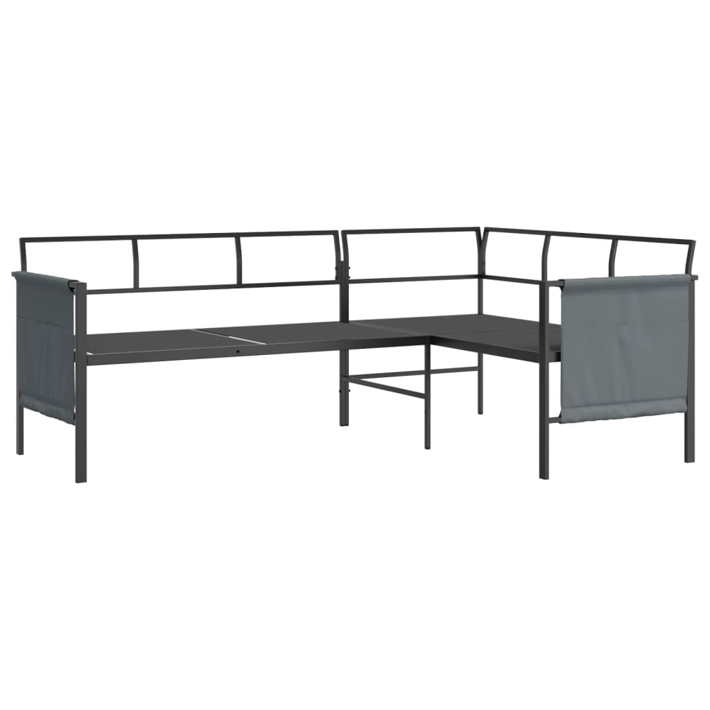 Garden Corner Sofa Steel and Textilene with sturdy steel frame and textilene fabric for outdoor use.