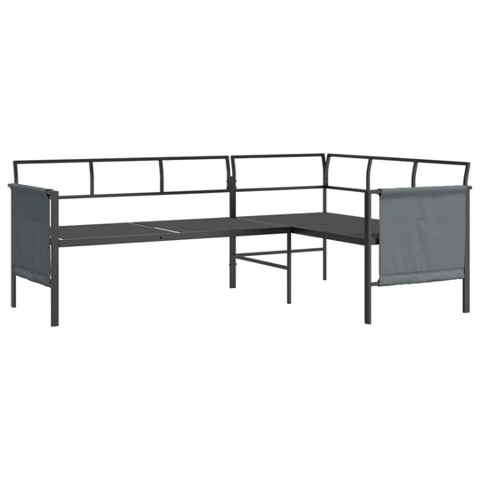 Garden Corner Sofa Steel and Textilene with sturdy steel frame and textilene fabric for outdoor use.
