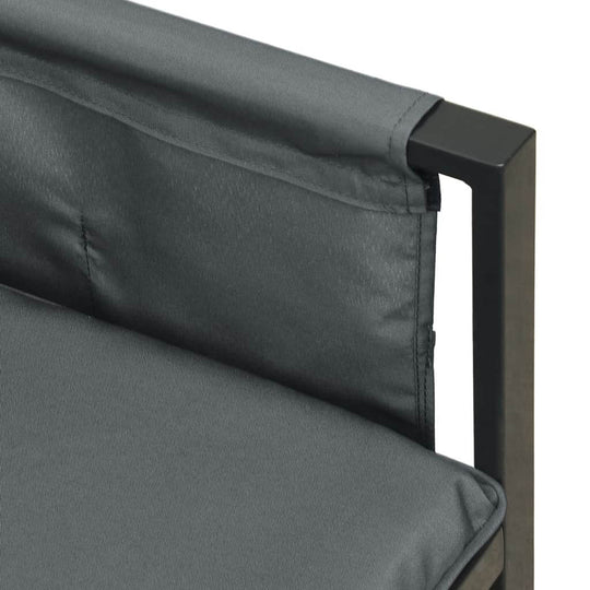 Close-up of Garden Corner Sofa Steel and Textilene showing sturdy steel frame and plush cushioning.