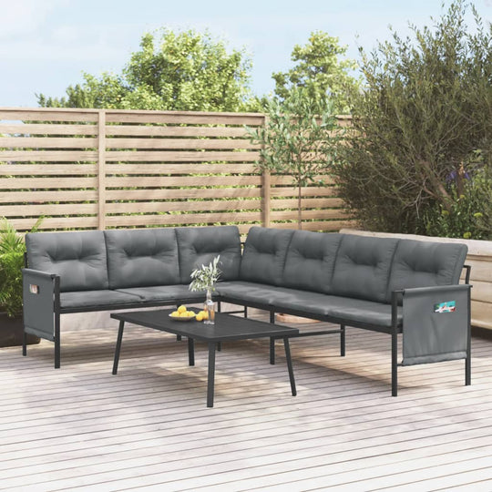 Garden Corner Sofa Steel and Textilene , Furniture -> Outdoor Furniture -> Outdoor Furniture Sets , Durable,eligant,Furniture -,Home & Garden -,Modern Design,new-305021,Outdoor Furniture -,Outdoor Furniture Sets