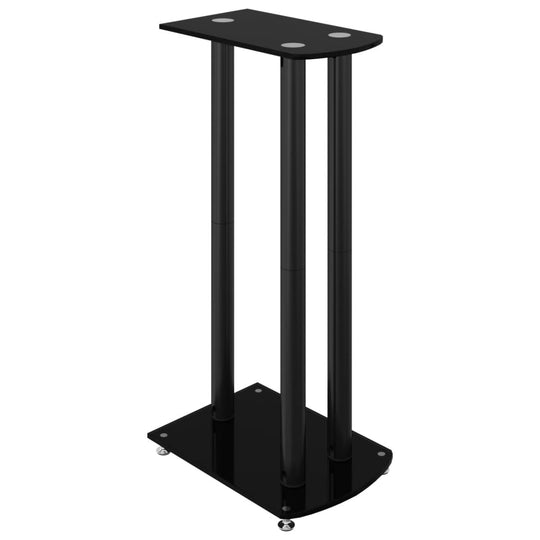 Speaker Stands 2 pcs Tempered Glass 3 Pillars Design , Speaker Stands , Audio -,Audio Accessories -,Electronics -,eligant,Furniture -,Home & Garden -,Modern Design,new-305021,Speaker Accessories -,Speaker Stands & Mounts,Wooden Furniture