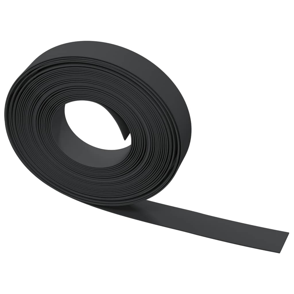 Roll of flexible black polyethylene garden edging, 10m length for flower beds and outdoor borders. Durable and UV-resistant.