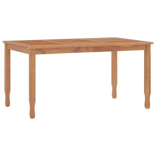 Elegant solid teak wood dining table for outdoor garden use, showcasing a classic design and smooth finish.