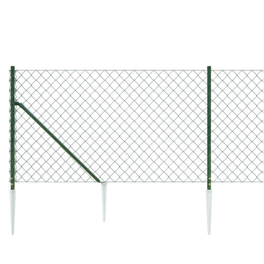Chain Link Fence with Spike Anchors 1x10 m featuring durable steel construction and spike anchors for stability.