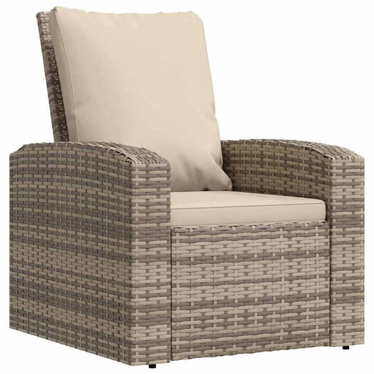 Garden Reclining Chair with Cushions Light  Poly Rattan