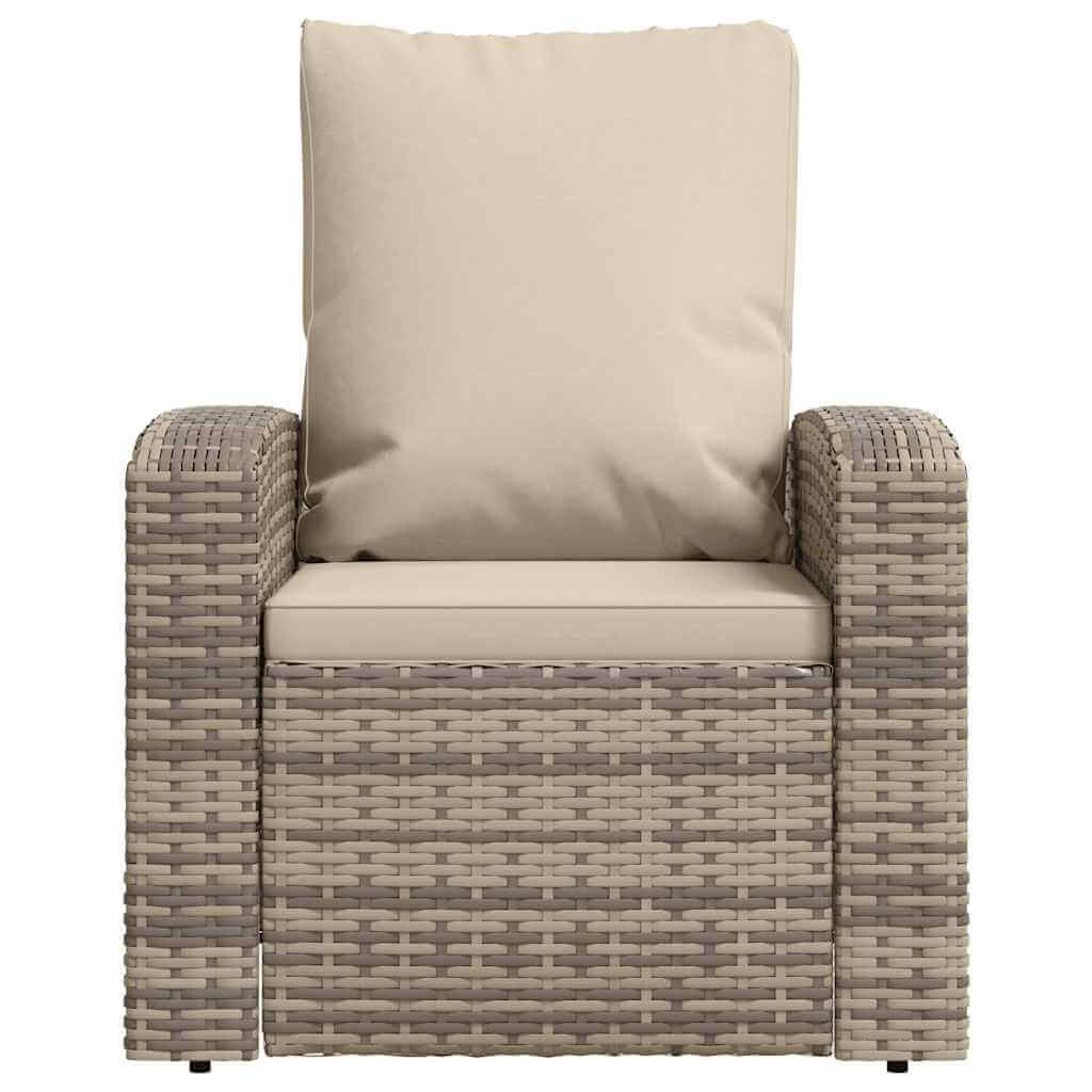 Garden Reclining Chair with Cushions Light  Poly Rattan