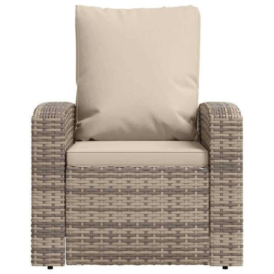 Garden Reclining Chair with Cushions Light  Poly Rattan