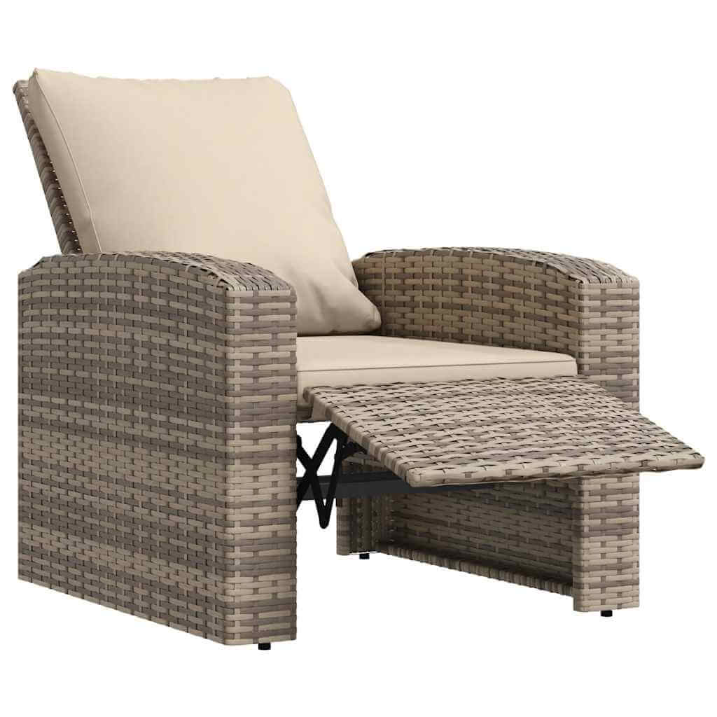 Garden Reclining Chair with Cushions Light  Poly Rattan