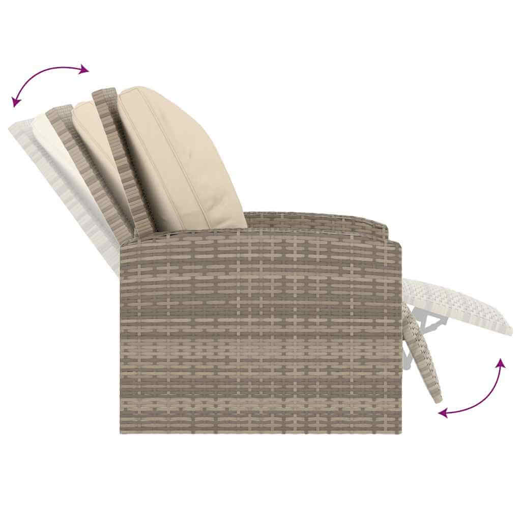 Garden Reclining Chair with Cushions Light  Poly Rattan