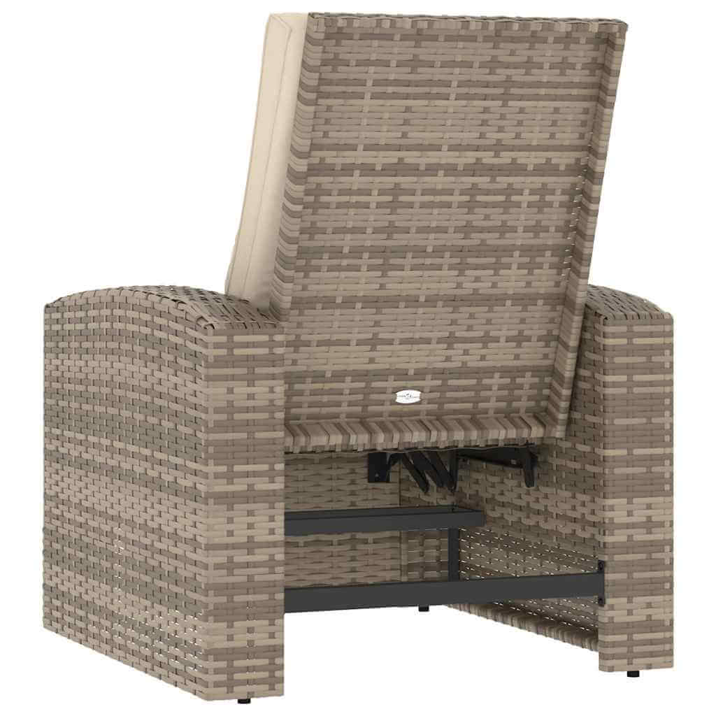 Garden Reclining Chair with Cushions Light  Poly Rattan