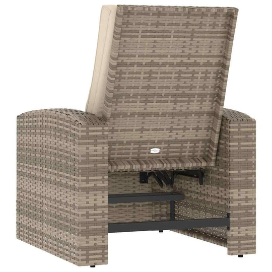 Garden Reclining Chair with Cushions Light  Poly Rattan