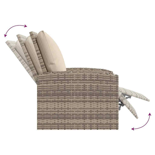 Garden Reclining Chair with Cushions Light  Poly Rattan