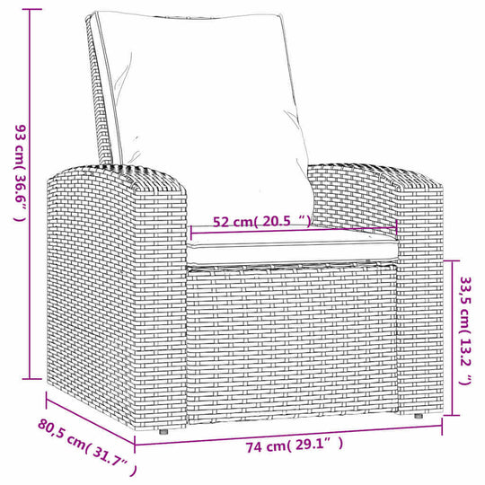 Garden Reclining Chair with Cushions Light  Poly Rattan