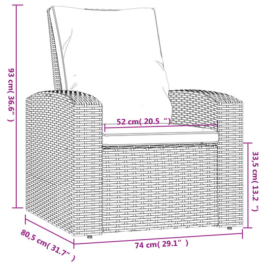 Garden Reclining Chair with Cushions Poly Rattan , Garden Chairs , Chairs -,Comfortable,Decor -,eligant,Furniture -,garden decor,Home & Garden -,Modern Design,new-305021,Outdoor Chairs,Outdoor Furniture -,Outdoor Seating -,poly rattan