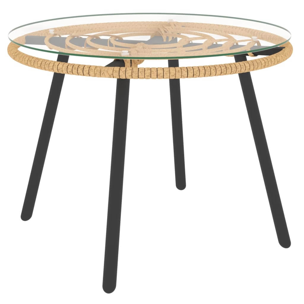 طقم جلوس حديقة من 3 قطع مع وسائد بيج من البولي راتان