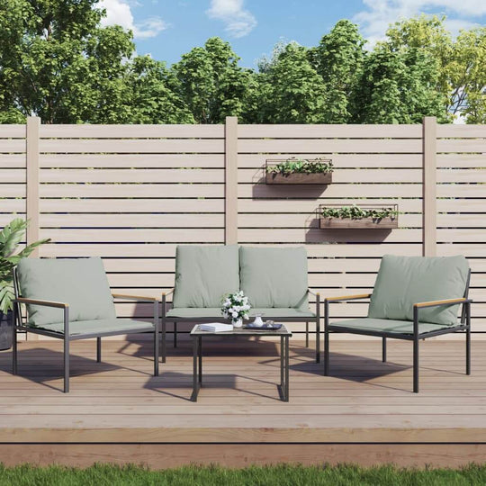 VidaXL 3 Piece Garden Lounge Set with Cushions  Steel