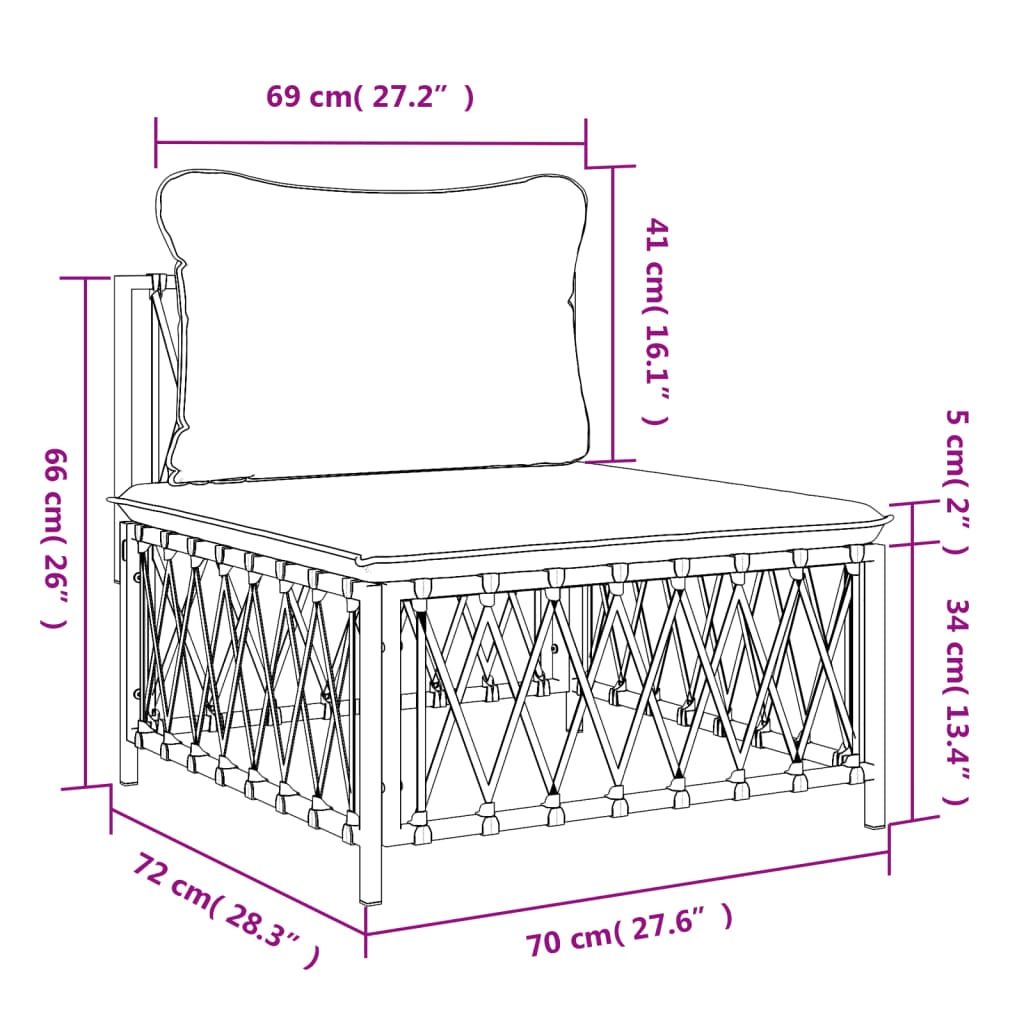 Garden Middle Sofa with Cushions Woven Fabric , Furniture -> Outdoor Furniture -> Outdoor Seating -> Outdoor Sectional Sofa Units , black,dark fabric,Durable,eligant,fabric,Furniture -,Home & Garden -,Modern Design,new-305021,Outdoor Furniture -,Outdoor S