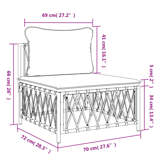 Garden Middle Sofa with Cushions Woven Fabric , Furniture -> Outdoor Furniture -> Outdoor Seating -> Outdoor Sectional Sofa Units , black,dark fabric,Durable,eligant,fabric,Furniture -,Home & Garden -,Modern Design,new-305021,Outdoor Furniture -,Outdoor S