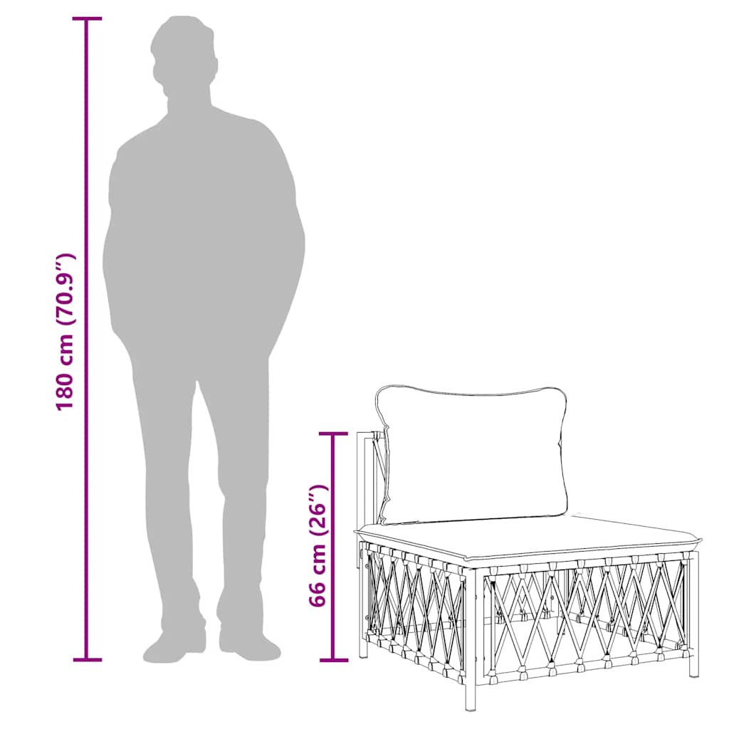 VidaXL Garden Middle Sofa with Cushions  Woven Fabric