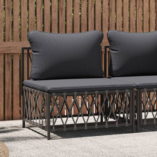 Garden Middle Sofa with Cushions Woven Fabric , Furniture -> Outdoor Furniture -> Outdoor Seating -> Outdoor Sectional Sofa Units , black,dark fabric,Durable,eligant,fabric,Furniture -,Home & Garden -,Modern Design,new-305021,Outdoor Furniture -,Outdoor S