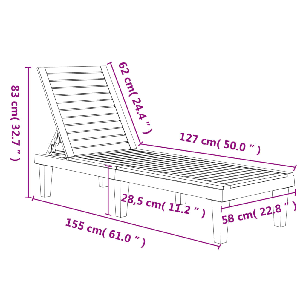 Sun Lounger 155x58x83 cm Polypropylene , Sun Louger , eligant,Furniture -,Home & Garden -,Modern Design,new-305021,Outdoor Furniture -,Outdoor Seating -,Sunloungers