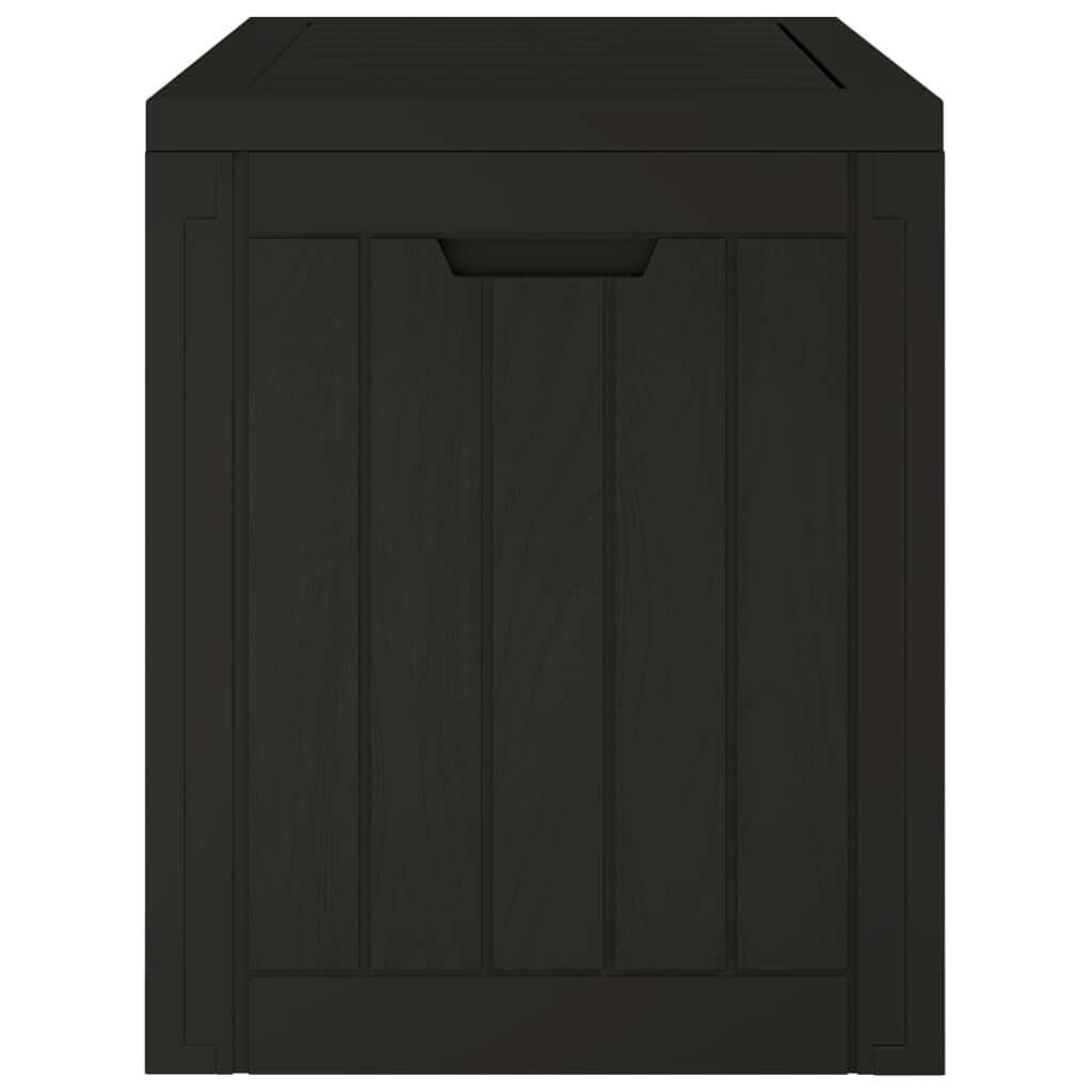 Garden Storage Box 55.5x43x53 cm Polypropylene with imitation wood texture in black color.