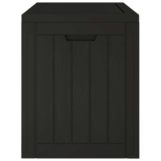 Garden Storage Box 55.5x43x53 cm Polypropylene with imitation wood texture in black color.