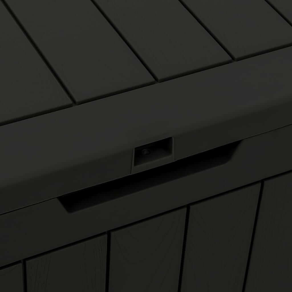 Close-up view of the lid of the Garden Storage Box 55.5x43x53 cm Polypropylene with imitation wood texture.