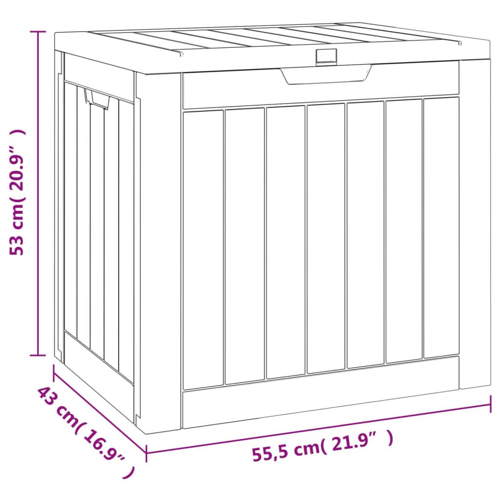Garden Storage Box 55.5x43x53 cm Polypropylene dimensions illustration with measurements.