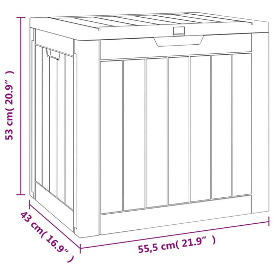 Garden Storage Box 55.5x43x53 cm Polypropylene dimensions illustration with measurements.