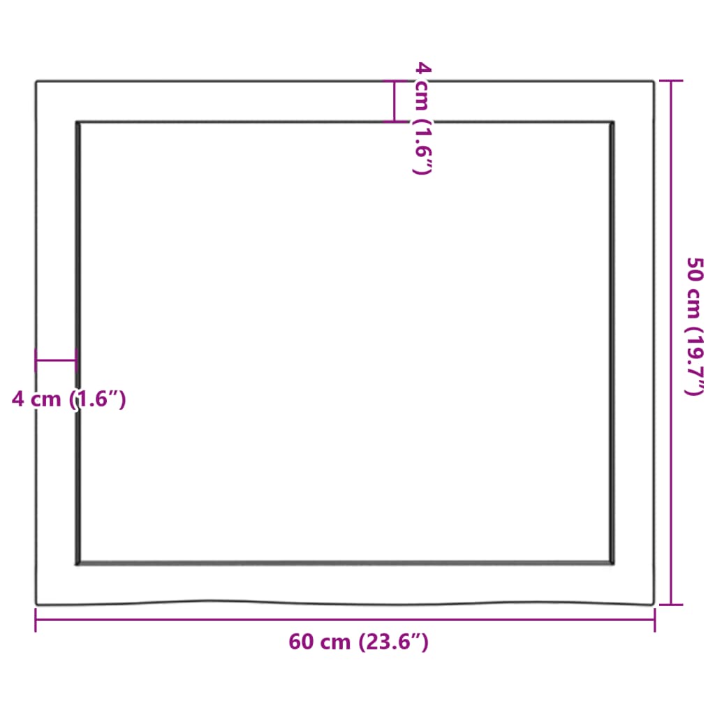 Wall Shelf Light 60x50x(2-4) cm Treated Solid Wood Oak dimensions diagram with measurements.