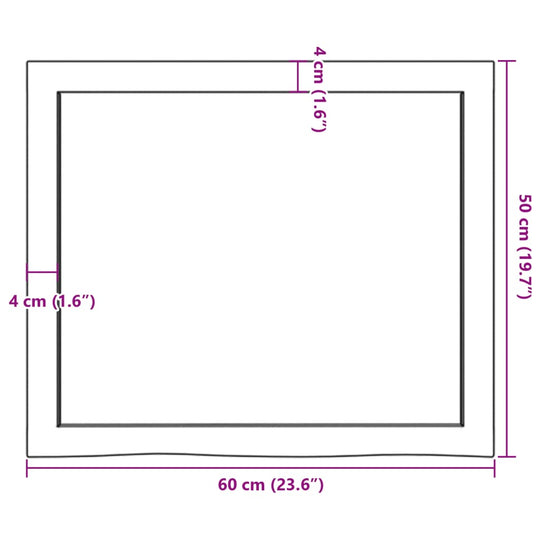 Wall Shelf Light 60x50x(2-4) cm Treated Solid Wood Oak dimensions diagram with measurements.