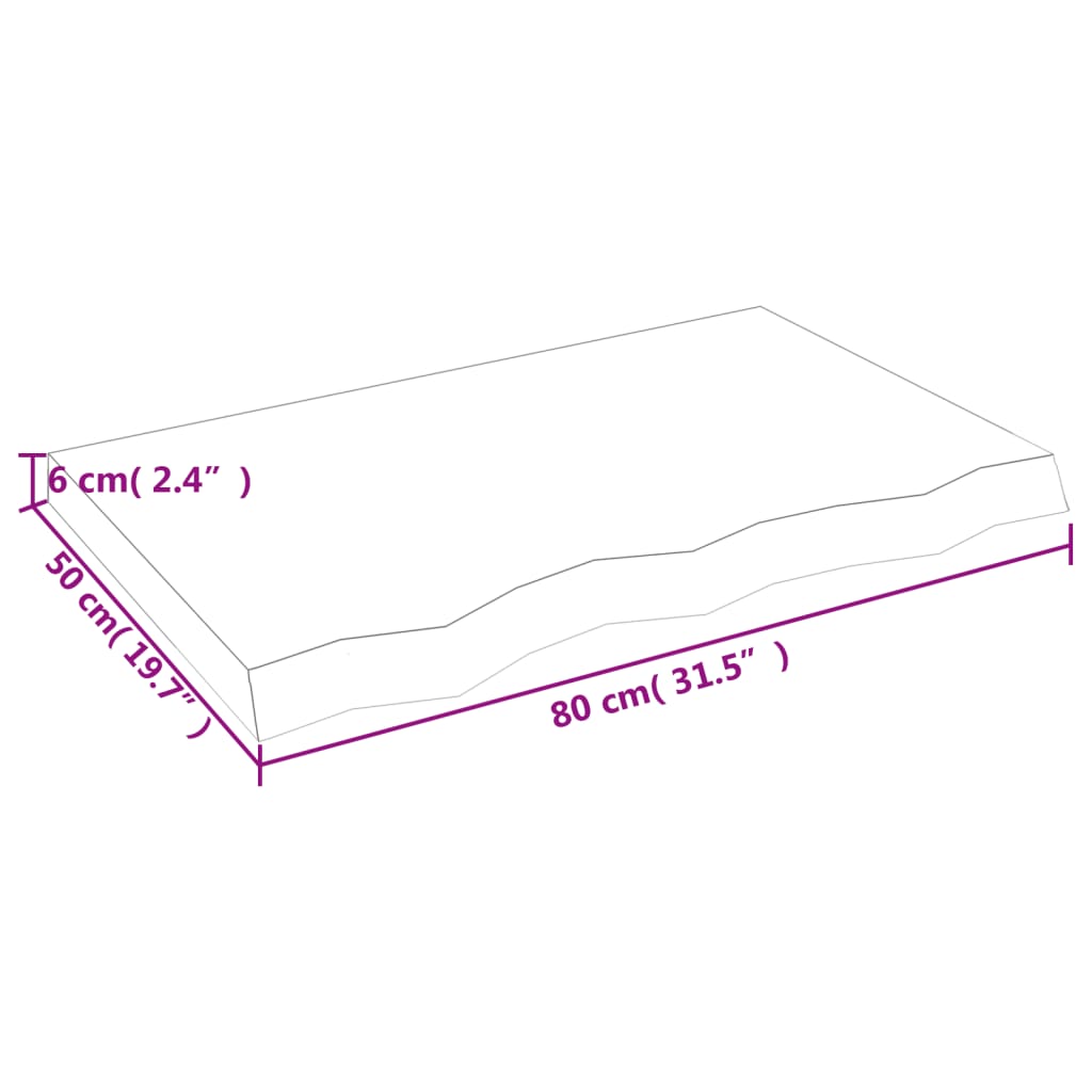 Wall Shelf Light 80x50x(2-6) cm Treated Solid Wood Oak dimensions diagram showing measurements.