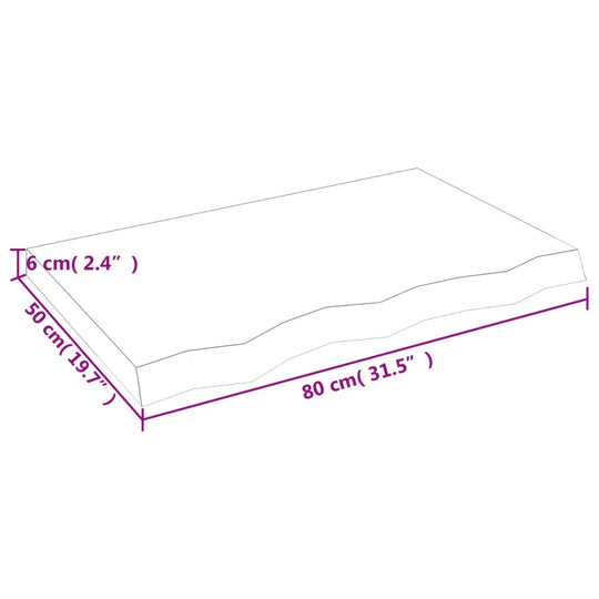 Wall Shelf Light 80x50x(2-6) cm Treated Solid Wood Oak dimensions diagram showing measurements.