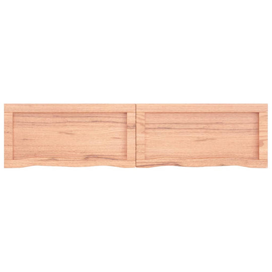 Solid oak wood wall shelf with live edge design, ideal for home and garden furniture, patio use, and outdoor living spaces.