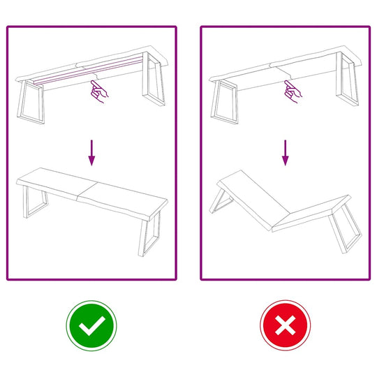 Wall Shelf Light  140x40x(2-4) cm Treated Solid Wood Oak assembly instructions with correct and incorrect setup examples.