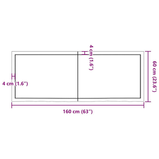 Wall Shelf Light 160x60x(2-4) cm Treated Solid Wood Oak dimensions diagram with measurements.