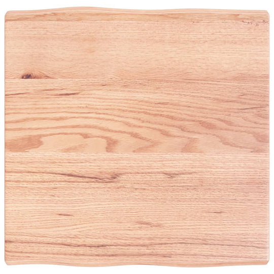 Table Top Light 60x60x(2-4) cm Treated Solid Wood Live Edge - Close-up of natural oak wood finish.
