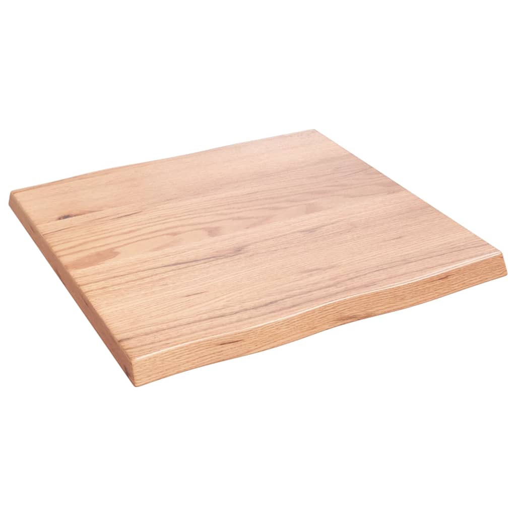 Table Top Light 60x60x(2-4) cm Treated Solid Wood Live Edge - Solid oak tabletop with a natural finish.