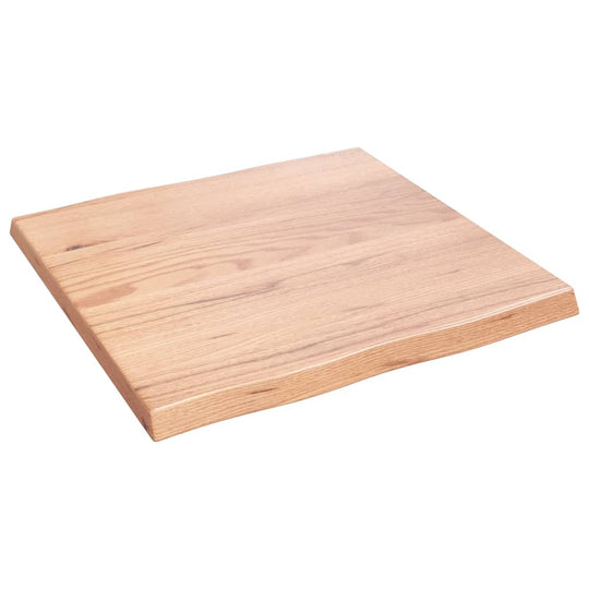 Table Top Light 60x60x(2-4) cm Treated Solid Wood Live Edge - Solid oak tabletop with a natural finish.